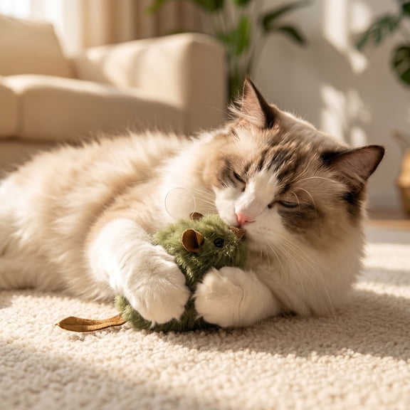 WOHAPY Upgrade Interactive Cat Mouse Toy, Green Fabric Sensing Sound Toy, Lifelike Simulation Rodent Play Toy for Indoor Cats