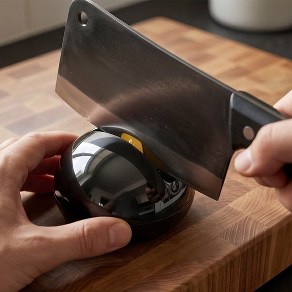 WOHAPY Upgrade Mini Suction Cup Knife Sharpener, Round Ball Kitchen Sharpener, Portable Blade and Scissors Sharpening Tool, 2.83x1.81x1.81in Black