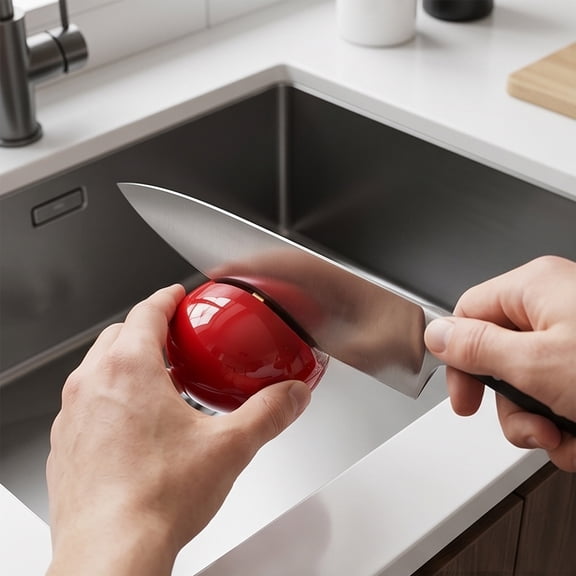 WOHAPY Upgrade Mini Suction Cup Knife Sharpener, Round Ball Kitchen Sharpener, Portable Blade and Scissors Sharpening Tool, 2.83x1.81x1.81in Red
