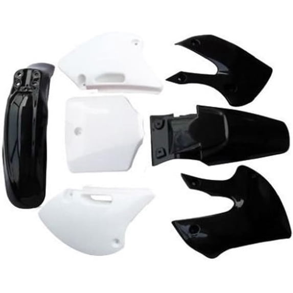 WOHMOTO Motorcycle Plastic Body Fender Fairing Kit For Dirt Bike (4 Black&3 White)
