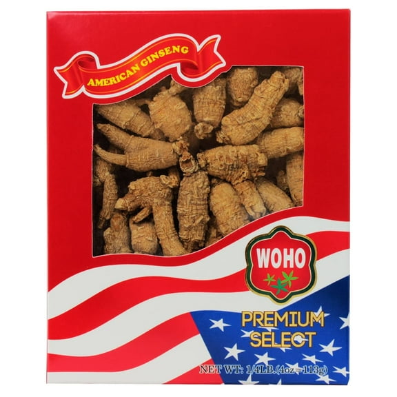 WOHO #112.4 Short Medium American Ginseng Roots 4oz Box