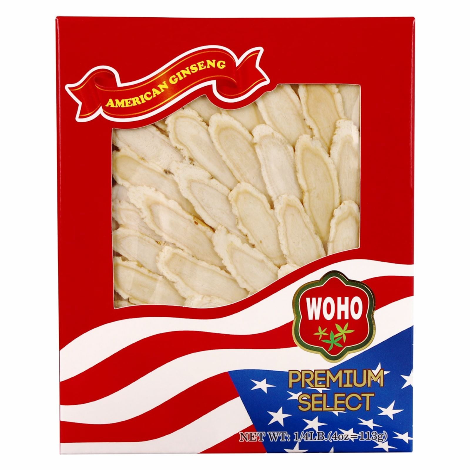 WOHO Cultivated American Ginseng 1274 Slice Large 4 oz Box