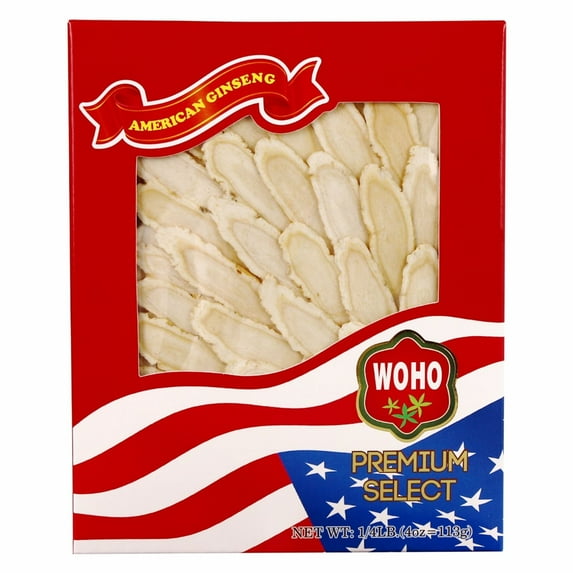 WOHO Cultivated American Ginseng 1274 Slice Large 4 oz Box