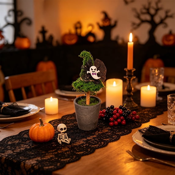 WOHSAO Halloween Witch Hat Topiary Plant With Pot Halloween Potted Decor Spooky Tabletop Ornament, Cute Witch Themed Mini Moss Trees For Halloween Home Party Decor, Holiday Gift For Family