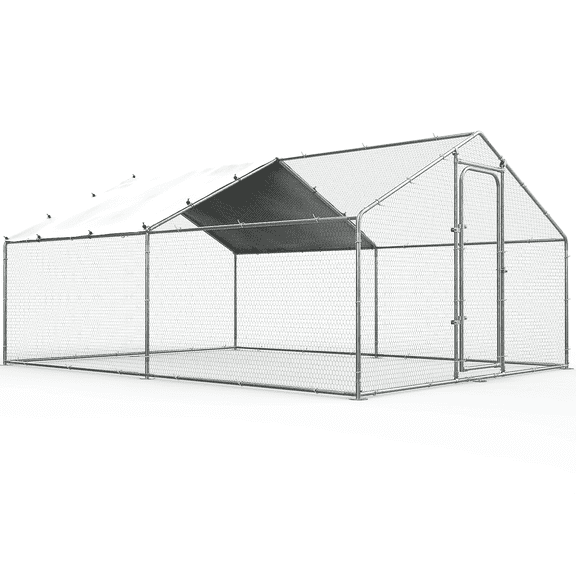 WOKEEN Chicken Coop Large Metal Chicken Run for Yard Chicken Pen/Cage Outdoor Walk-in Chicken House Heavy Duty Poultry Cage with Waterproof and Anti-UV Cover