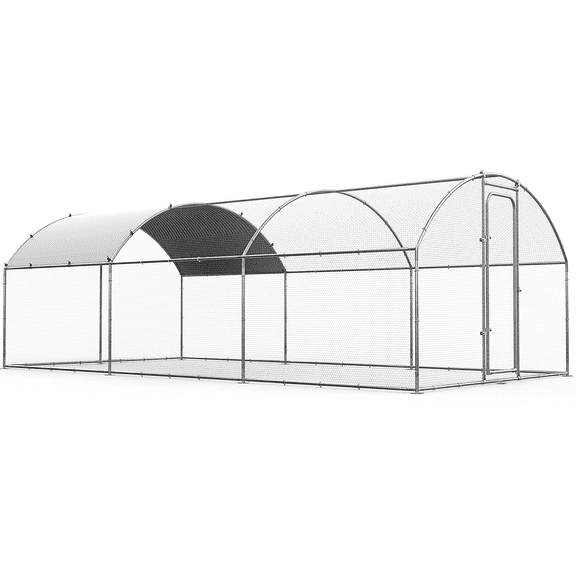 WOKEEN Large Metal Chicken Coop,14.76‘ x 9.9’ x 6.4’,chicken runs for yard with Waterproof and Anti-UV cover ,Modern Dome chicken pen for Backyard, Farm Use