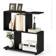 thumbnail image 1 of WOLEGEDO 3-Tier Geometric Bookshelf, 24" Tall Wood S-Shaped Display Shelves with Thick Foot Pads, Freestanding Open Shelves Nightstand, Floor Standing Display Shelf Bookcase 1 Black, 1 of 10