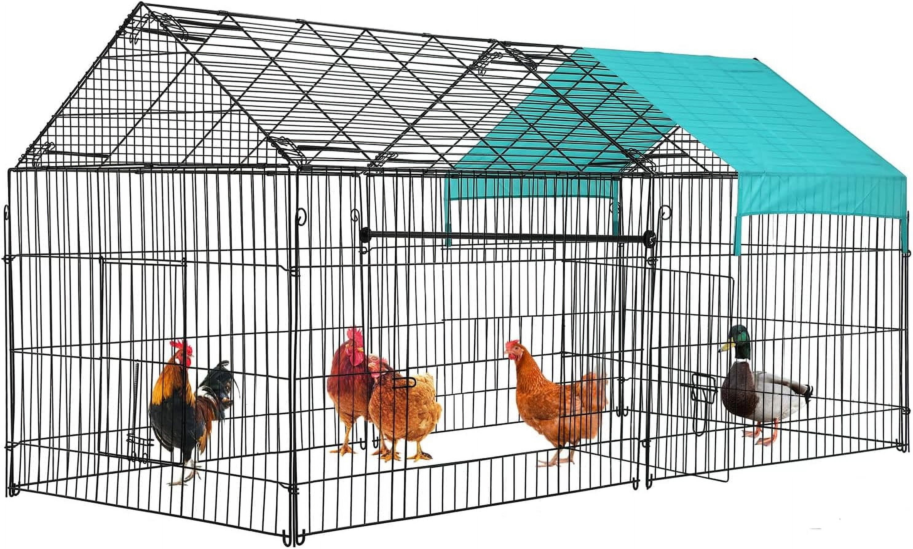 WOLEGEDO Large Metal Chicken Coop Run Enclosure Pen with Waterproof ...