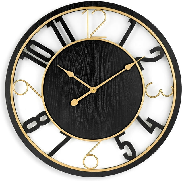 WOLEGEDO Large Wall Clock for Living Room Decor Easy to Hang 24Inch