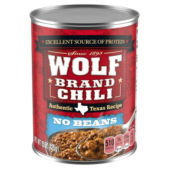 (2 pack) Wolf Brand Chili No Beans, Chili Without Beans, 25g Protein Per Serving, 15 oz. Can