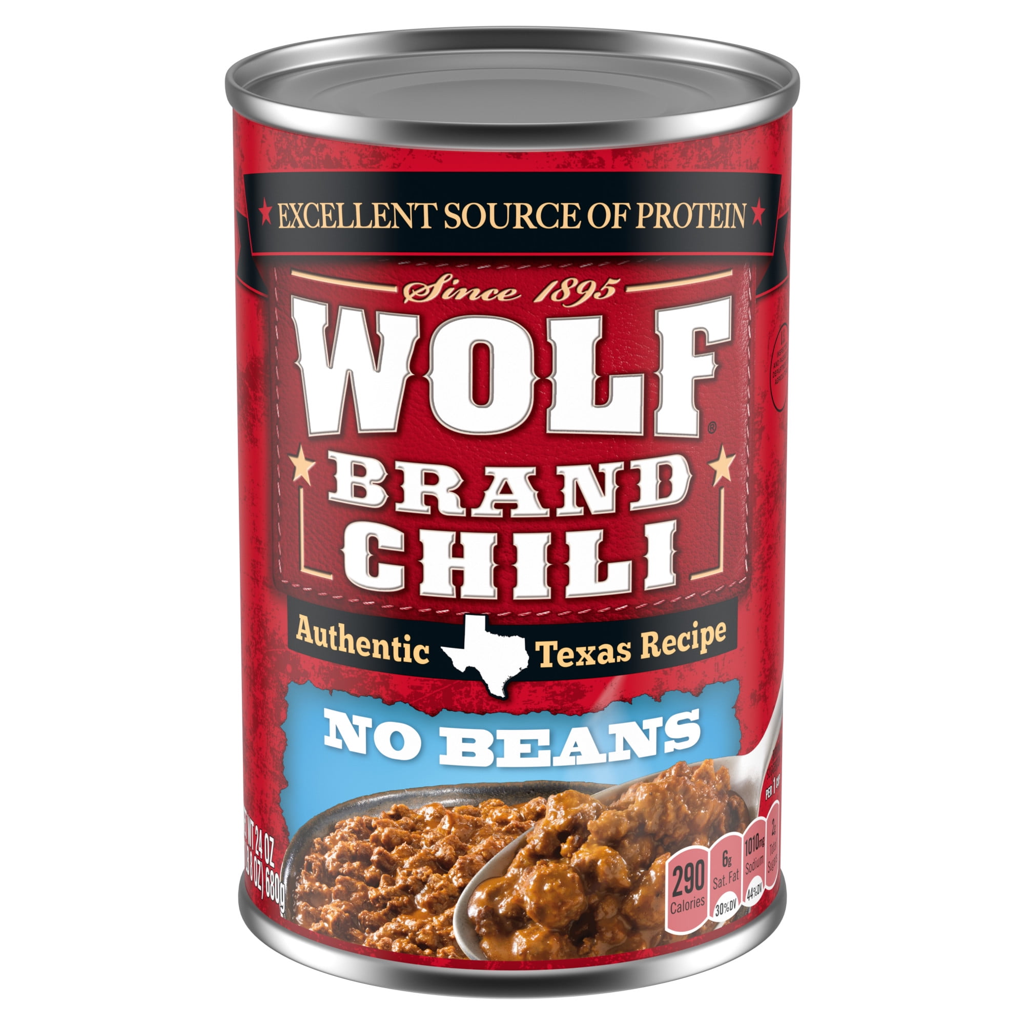 WOLF BRAND Chili No Beans, Chili Without Beans, 24 oz Can