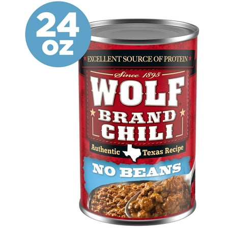 Wolf Brand Chili No Beans, Chili Without Beans, 15g Protein Per Serving, 24 oz. Can