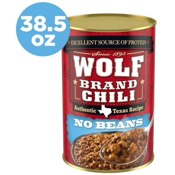 Wolf Brand Chili No Beans, Chili Without Beans, 15g Protein Per Serving, 38.5 oz. Can