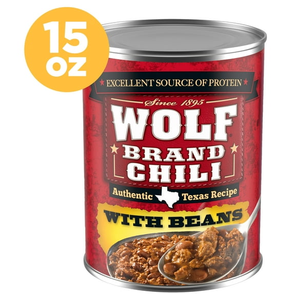 Wolf Brand Chili With Beans, 24g Protein Per Serving, 15 oz. Can