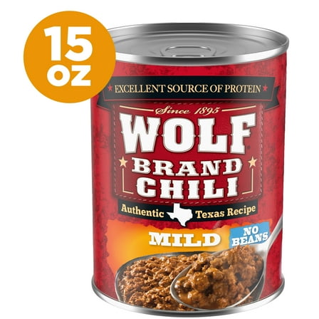 Wolf Brand Mild Chili Without Beans, 25g Protein Per Serving, 15 oz. Can