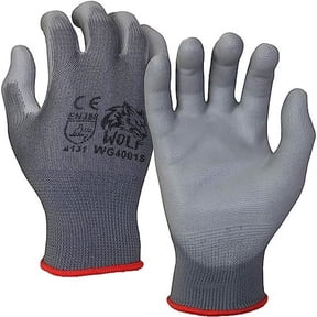 WOLF Industrial Polyurethane Palm Coated Nylon Shell Work Gloves - Gray, Small (Pack of 12)