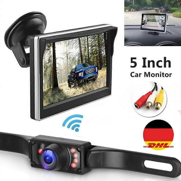 WOLF PEOPLE Wireless Backup Camera Set with 5" LCD Monitor and Suction Cup Mount