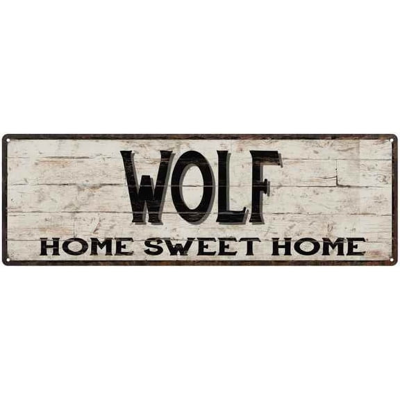 WOLF Rustic Home Sweet Home Sign Gift 8x24 Metal Decor 108240084427
