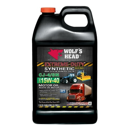 WOLF'S HEAD Extreme-Duty Synthetic Blend Motor Oil 15W - 40, 1 Gallon