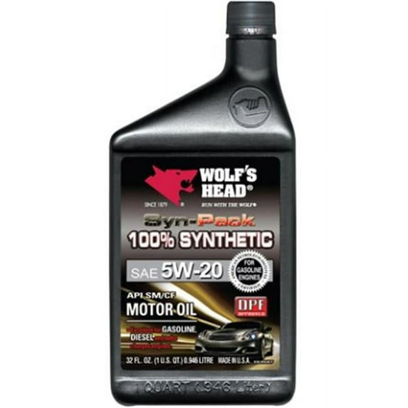 WOLF'S HEAD Synthetic Heavy-Duty Motor Oil 5W-20, 32 oz