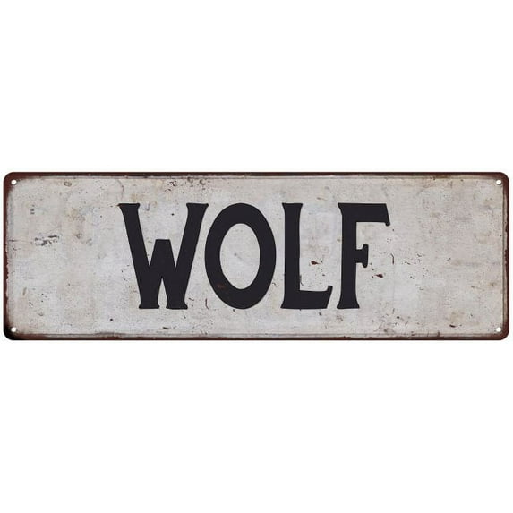 WOLF Vintage Look Gift Rustic Chic Metal Sign 6x18 206180036074