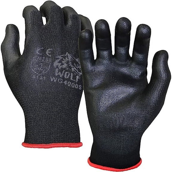 WOLF WG4000 Polyurethane Palm Coated Nylon Shell Work Gloves, Construction, Mechanic & Warehouse