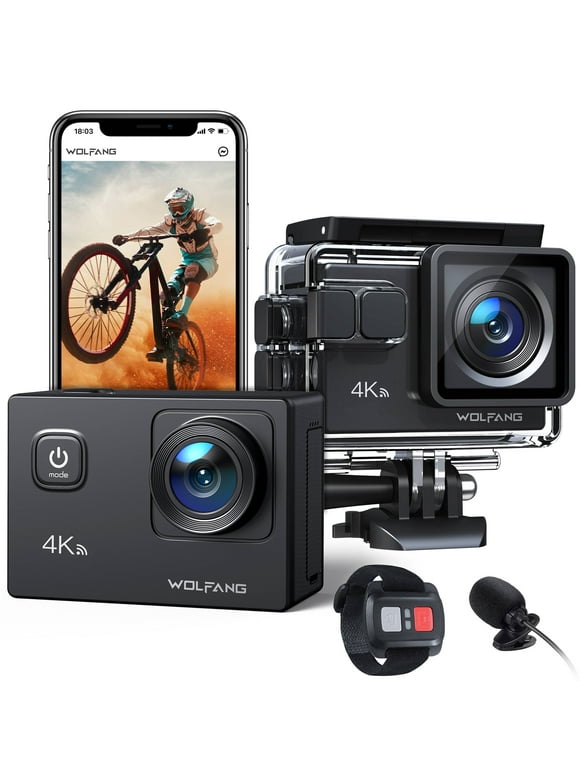WOLFANG Action Camera 4K 20MP Action Cam 4K Waterproof 40M Underwater Camera EIS Stabilization WiFi Video Camera 170°