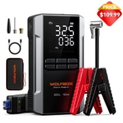 WolfBox 3000A Jump Starter with Air Compressor, 160PSI Digital Tire Inflator, 12V Battery Pack with Flashlight