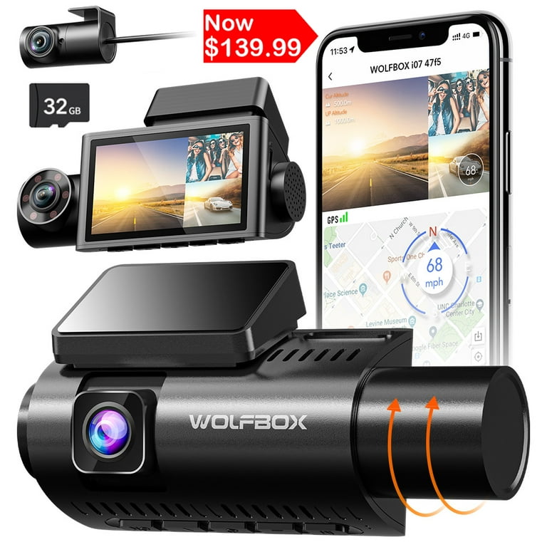 i05  WOLFBOX Dash Cam Front and Rear, 4K Dash Cam with GPS WiFi