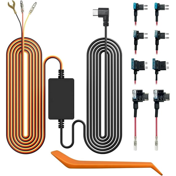 WOLFBOX USB C 4A Acc Hardwire Kit 11.48ft for All WOLFBOX Dash Cams, Converting 12V-24V to 5V, with Battery Drain Protection