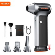 WOLFBOX Electric Air Duster with Removable Battery & Cordless 3-Speed Adjustable, 5 Nozzles Compressed Air Duster for Office, Home, Car