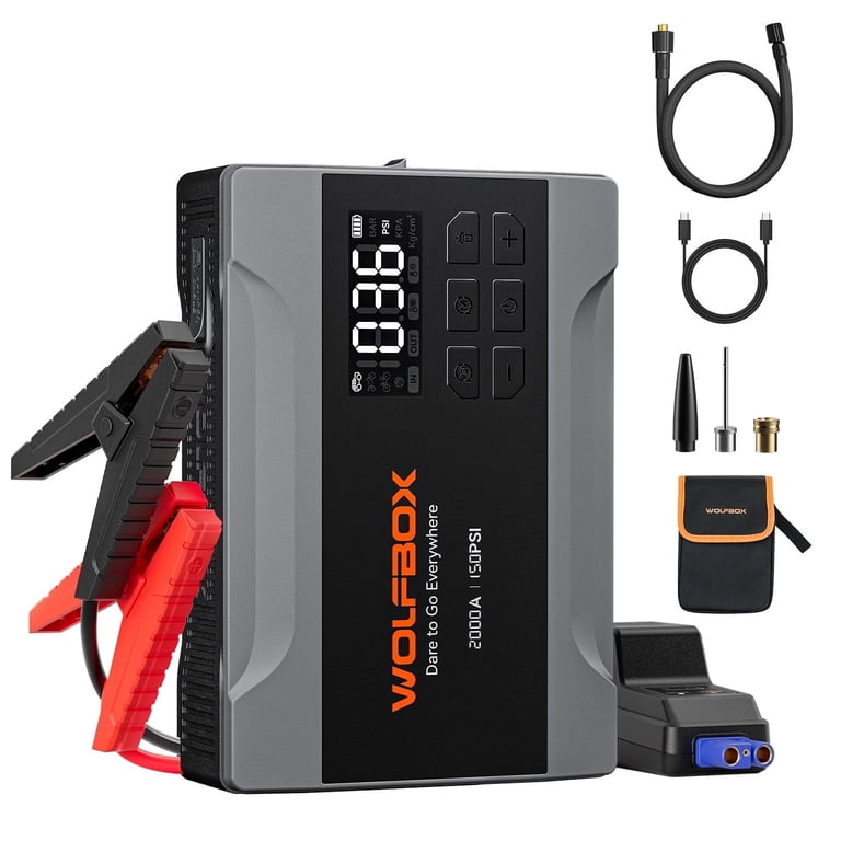 WOLFBOX Car Jump Starter with Air Compressor, 2000A 150PSI