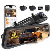 WOLFBOX G900 Tripro Bumper 3 Channel 4K Mirror Dash Cam,8MP STARVIS IMX678,12 4K+2.5K+1080P Front and Rear Bumper Dash Cam,5.8GHz WiFi,Free 256GB Card