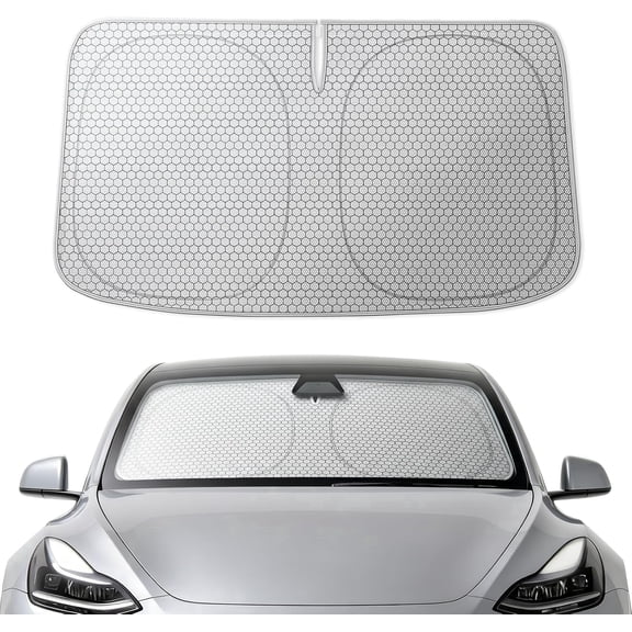 WOLFBOX Graphene Windshield Sun Shade Tesla Model Y/Model 3, Rapid Heat Dissipation Technology, Blocks 99% UV&Infrared Rays for Model Y Juniper/Model 3 Highlands(56.30''L*37''W)