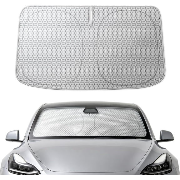 WOLFBOX Graphene Windshield Sun Shade Tesla Model Y/Model 3, Rapid Heat Dissipation Technology, Blocks 99% UV&Infrared Rays for Model Y Juniper/Model 3 Highlands(56.30''L*37''W)