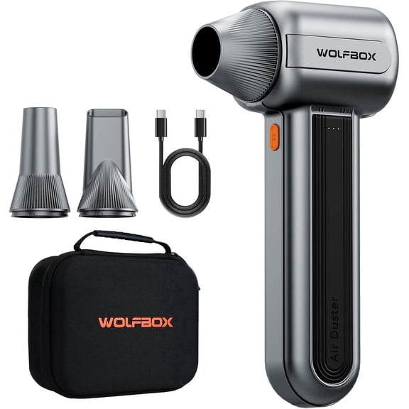 WOLFBOX 453W Cordless Leaf Blower, 72m/s High-Speed Handheld, Lightweight Electric Leaf Blower for Garage & Auto Detailing, with Hard Case