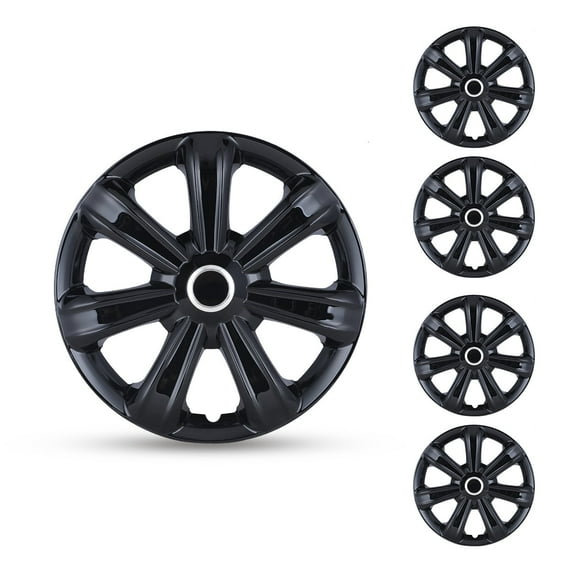 WOLFSTORM 14" Wheel Covers & Hub Caps ABS Black, 4 Pack