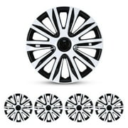 WOLFSTORM 15" Black ABS Wheel Covers White Lacquer and Black Lacquer fits Steel Rim, 4 Pack