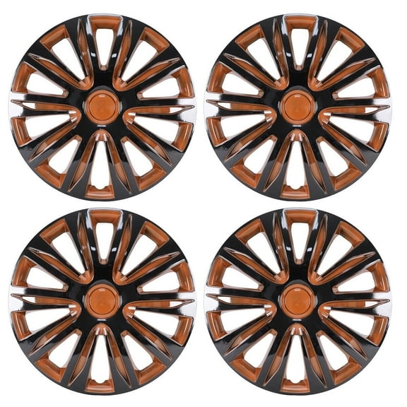 WOLFSTORM 15 Inch Wheel Covers Snap On Black & Red fits R15 Tire & Steel Rim, 4 Pcs