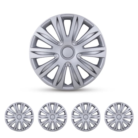 WOLFSTORM 16" Wheel Covers & Hub Caps ABS Lacquer Silver, 4 Pack