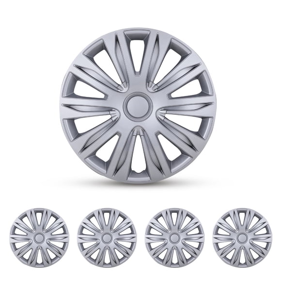 WOLFSTORM 16" Wheel Covers & Hub Caps ABS Lacquer Silver, 4 Pack