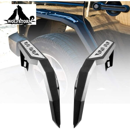 WOLFSTORM 2PCS Steel Rear Fender Flares Protector for 2007-2018 Jeep Wrangler JK Black