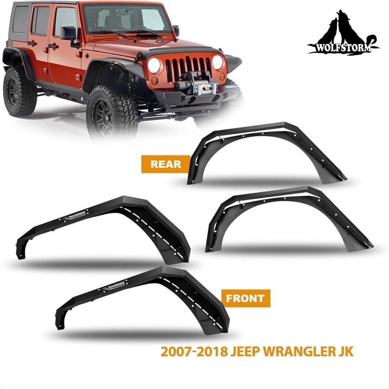 WOLFSTORM Rear Fender Flares For 2007-2018 Jeep Wrangler JK – Powder Coated Steel