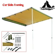 WOLFSTORM 8.2*8.2FT Car Side Tent Awning Rooftop SUV Truck Camping Travel Outdoor Sun Shade Canopy,Pull-Out Retractable Vehicle Awning For Off-Road Camping