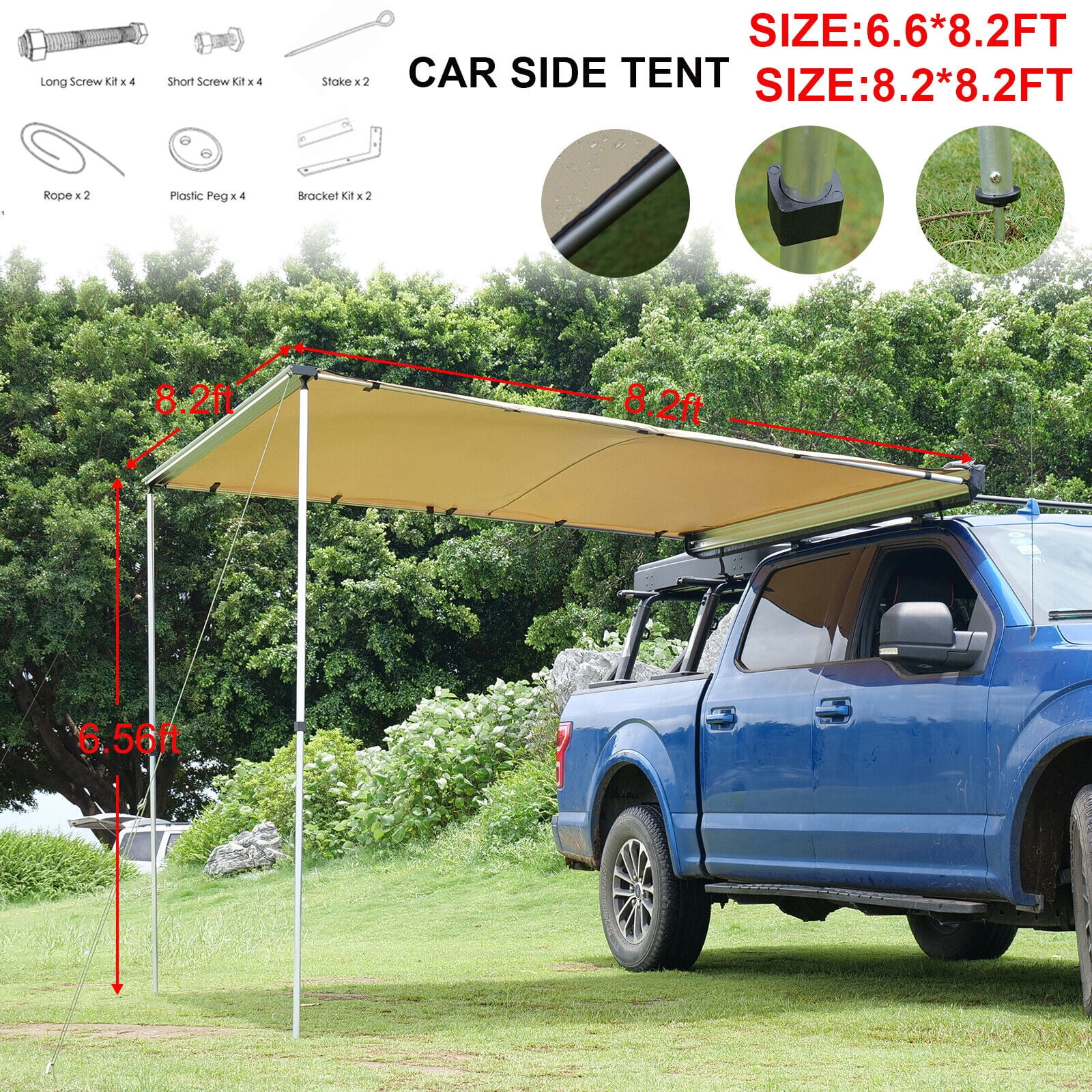 WOLFSTORM 8.2*8.2FT Outdoor Travel Sunshade Large Car Side