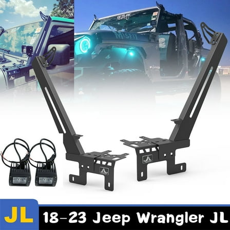 WOLFSTORM A-Pillar LED Light Bar Windshield Mount Brackets For 18-23 Jeep Wrangler JL 50"-52" Mount Bracket w/4" LED Lights