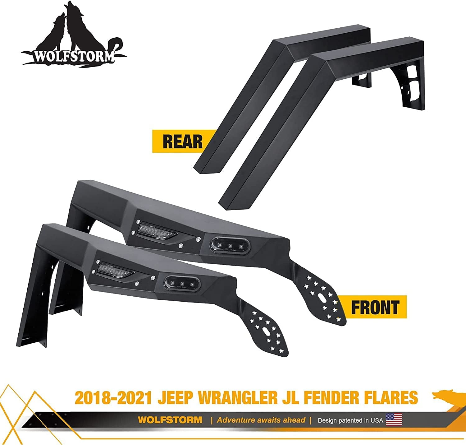 WOLFSTORM Fender Flares for 1821 Jeep Wrangler JL JLU Front&Rear