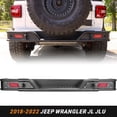 thumbnail image 1 of WOLFSTORM For 2018-2022 Jeep Wrangler JL JLU Rear Bumper Powder Coated Steel w/LED Lights, 1 of 11