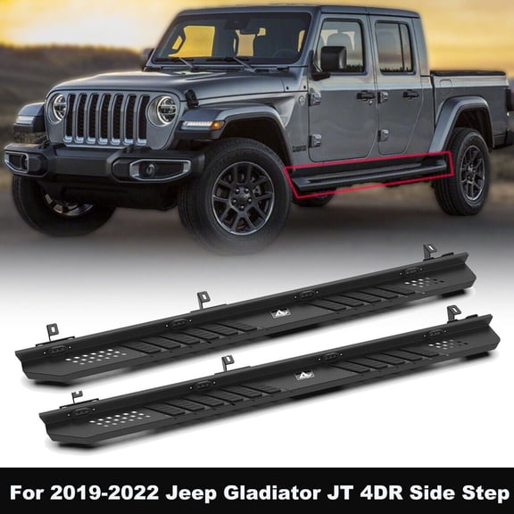 WOLFSTORM For 2019-2026 Jeep Gladiator JT Side Step Nerf Bars Running Board w/LED Lights