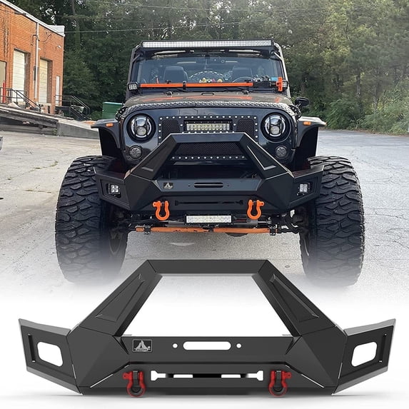 WOLFSTORM Front Bumper For 2007-2018 Jeep Wrangler JK JKU w/D-Rings ...